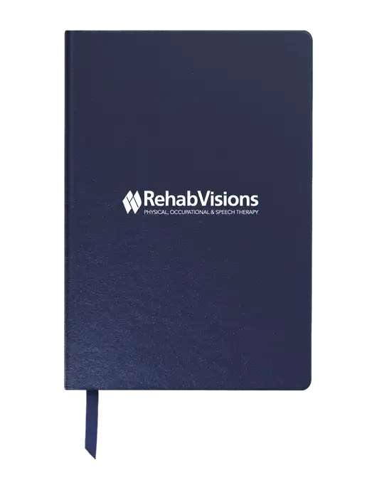 Achieve Navy Hardcover Journal, 5.5 x 8.37 w/RehabVisions Logo