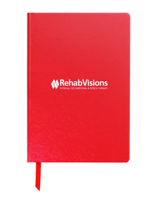 Achieve Red Hardcover Journal, 5.5 x 8.37 w/RehabVisions Logo