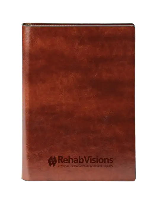 Fabrizio Brown 7 x 9.625 Padfolio & Notepad w/RehabVisions Logo