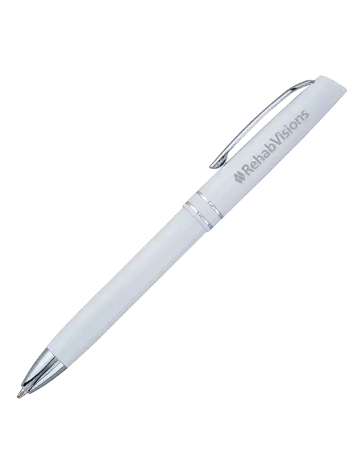 White Anguilla Black Ink Pen w/RehabVisions Logo