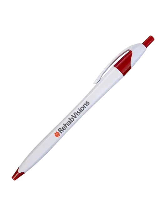 Novella White/Red Classic Pen - Blue Ink w/RehabVisions Logo