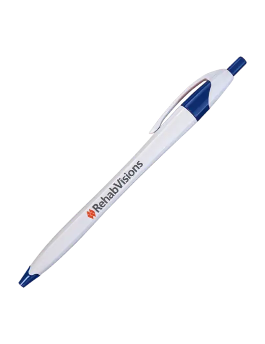 Novella White/Royal Classic Pen - Blue Ink w/RehabVisions Logo