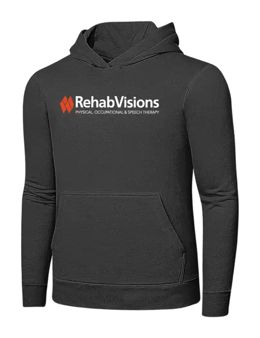 Charcoal 7.8 oz Ring Spun Hooded Sweatshirt w/RehabVisions Logo