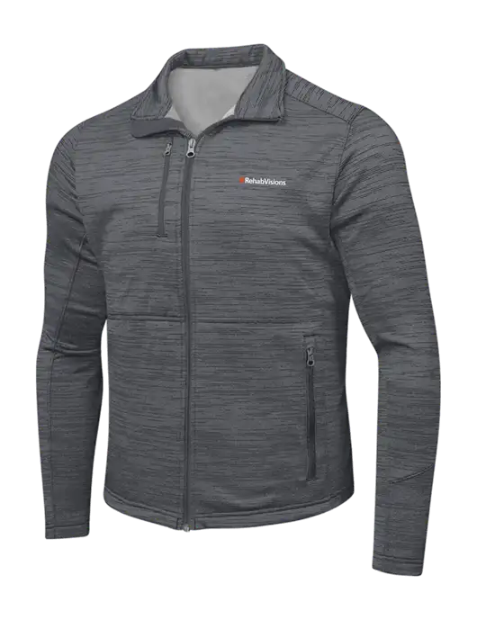 Medium Grey Digi Stripe Fleece Jacket w/RehabVisions Logo