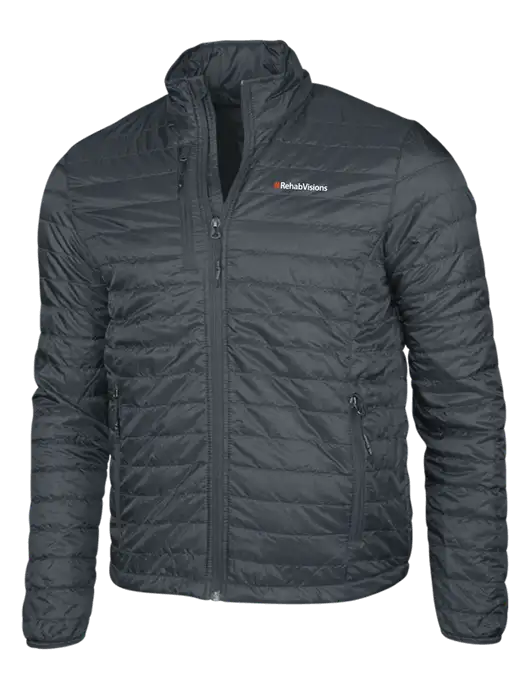 Dark Grey Puffy Packable Jacket w/RehabVisions Logo