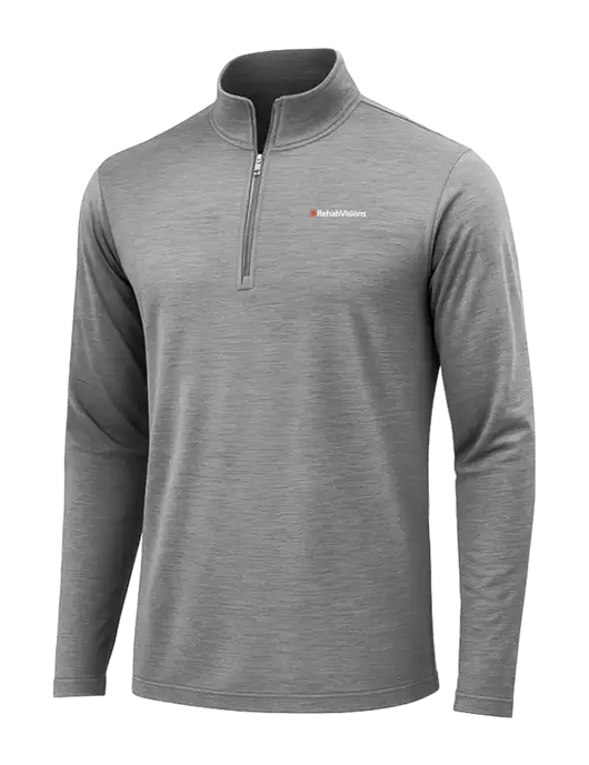 Dark Grey Heather Posicharge Tri-Blend Wicking 1/4 Zip Pullover w/RehabVisions Logo