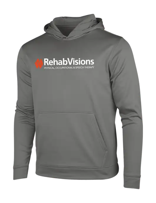 Dark Smoke Grey Sport-Wick Fleece Hooded Pullover w/RehabVisions Logo