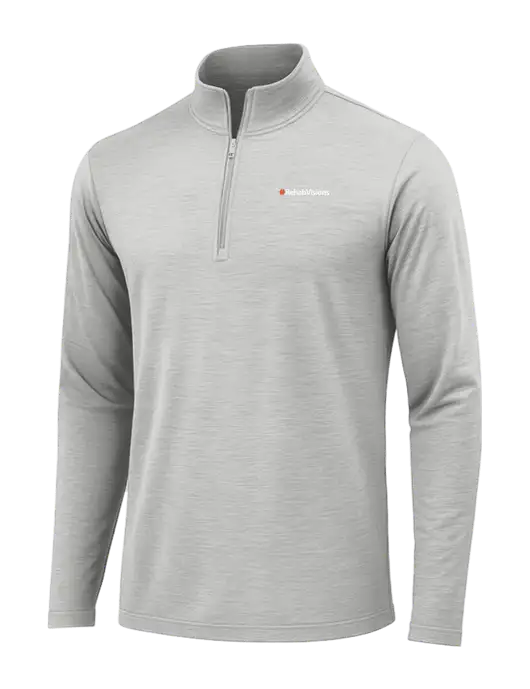 Light Grey Heather Posicharge Tri-Blend Wicking 1/4 Zip Pullover w/RehabVisions Logo
