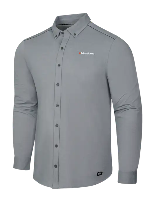 OGIO Medium Grey Heather Modern Code Stretch Button-Up Shirt w/RehabVisions Logo
