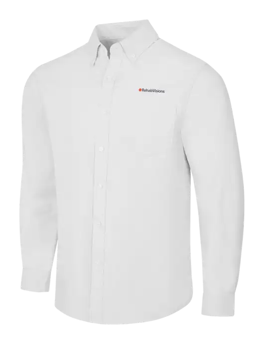 White SuperPro Oxford Shirt w/RehabVisions Logo