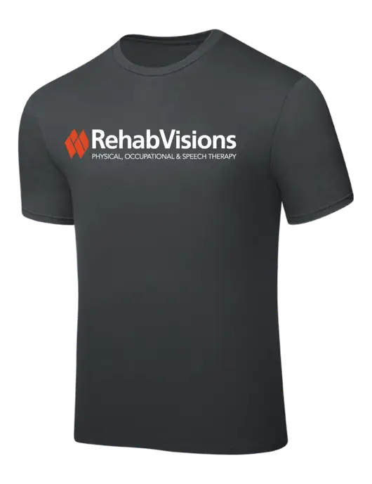 Dark Grey PosiCharge Competitor Tee w/RehabVisions Logo