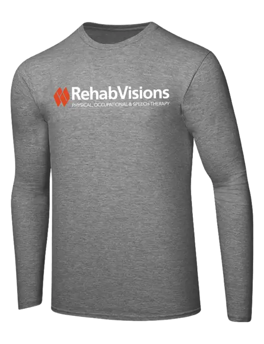 Ring Spun Light Heather Grey 4.5 oz Long Sleeve T-Shirt w/RehabVisions Logo