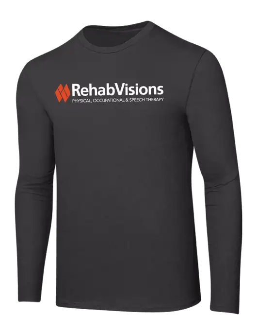 Ring Spun Charcoal 4.5 oz Long Sleeve T-Shirt w/RehabVisions Logo