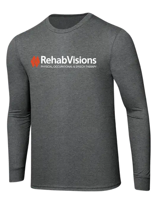 Simply Soft Long Sleeve Medium Grey Frost 4.5 oz, Poly/Combed Ring Spun Cotton T-Shirt w/RehabVisions Logo