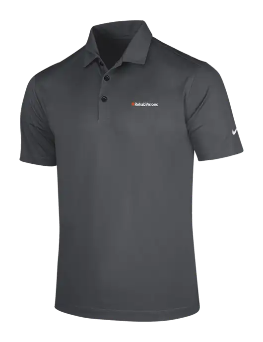 NIKE Dark Grey Dri-Fit Vertical Mesh Polo w/RehabVisions Logo
