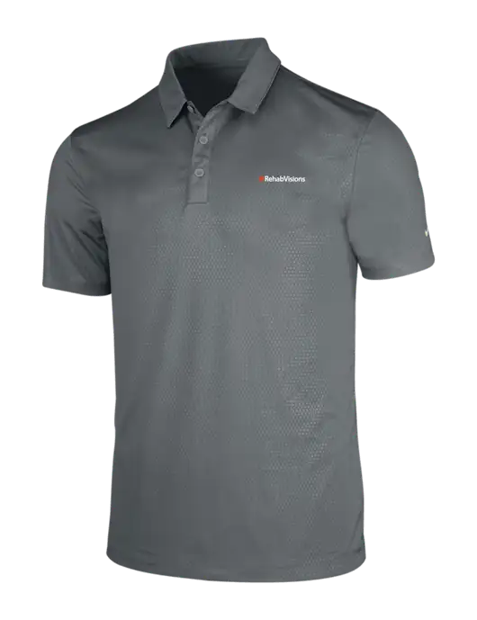 NIKE Medium Grey Dri-Fit Embossed Tri-Blade Polo w/RehabVisions Logo