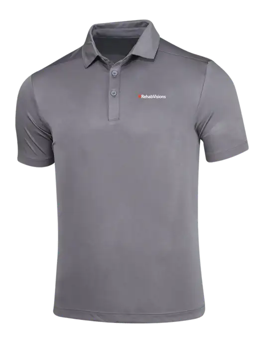 Dark Smoke Grey Posi-UV Pro Polo w/RehabVisions Logo
