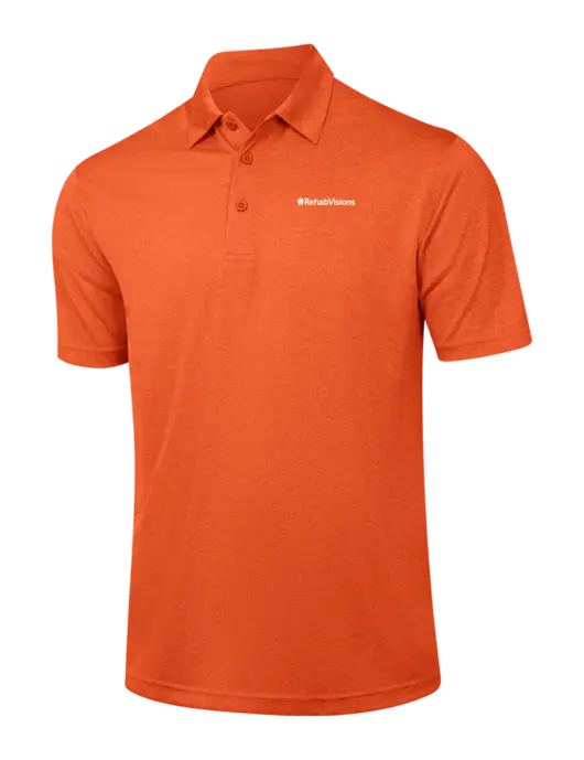 Orange Heather Contender Polo w/RehabVisions Logo