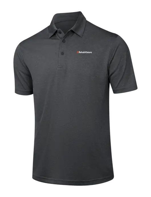 Dark Grey Heather Contender Polo w/RehabVisions Logo
