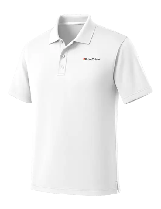 White Dry Zone UV Micro Mesh Polo w/RehabVisions Logo