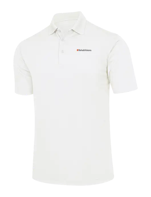 White Micropique Sport-Wick Polo w/RehabVisions Logo