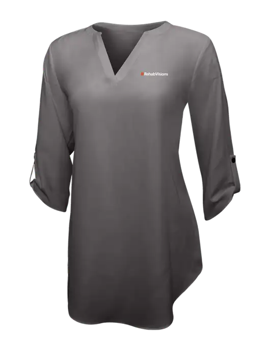 Dark Grey Womens 3/4 Sleeve Tunic Blouse w/RehabVisions Logo