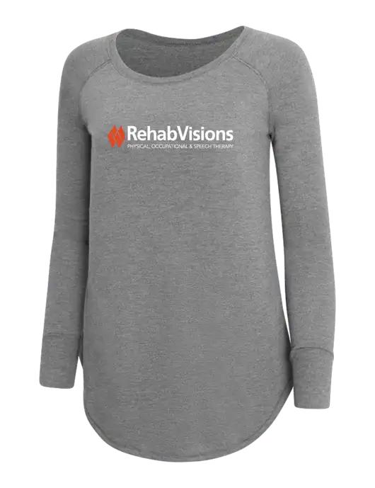 Womens Perfect Wide Collar Tunic Tri-Blend Grey Frost 4.5 oz T-Shirt w/RehabVisions Logo