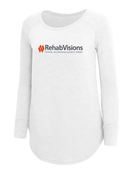 Womens Perfect Wide Collar Tunic Tri-Blend White 4.5 oz T-Shirt w/RehabVisions Logo
