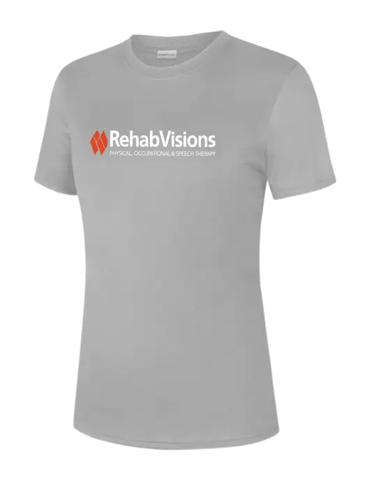  Womens Light Grey PosiCharge Competitor Tee w/RehabVisions Logo