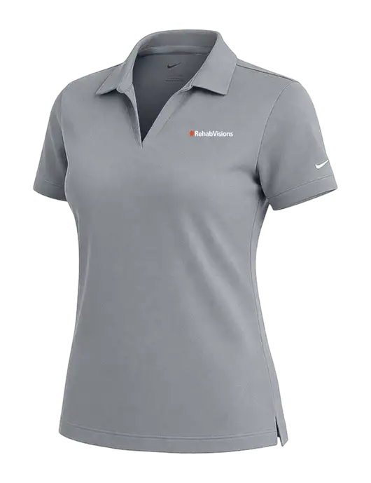 NIKE Medium Grey Womens Dri-Fit Micro Pique Polo w/RehabVisions Logo