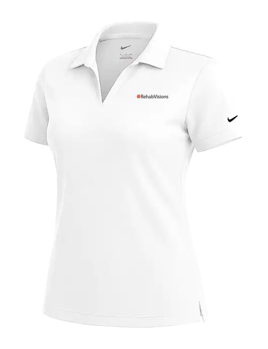 NIKE White Womens Dri-Fit Micro Pique Polo w/RehabVisions Logo