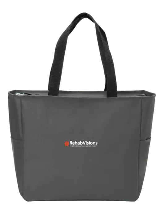 Everyday Charcoal Zip Tote Dark w/RehabVisions Logo