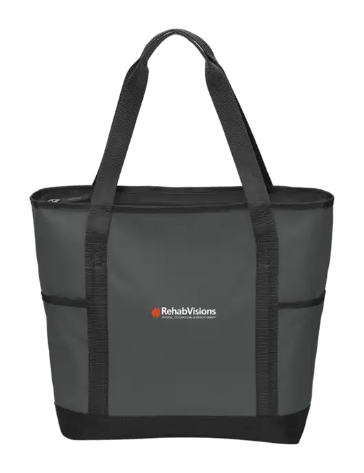 On the Go Charcoal/Black Tote  w/RehabVisions Logo