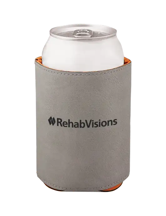Grey Leatherette Beverage Holder w/RehabVisions Logo