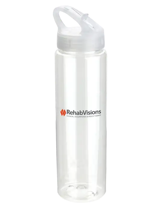 Buddy Clear 32 oz PET Bottle with Flip Lid w/RehabVisions Logo