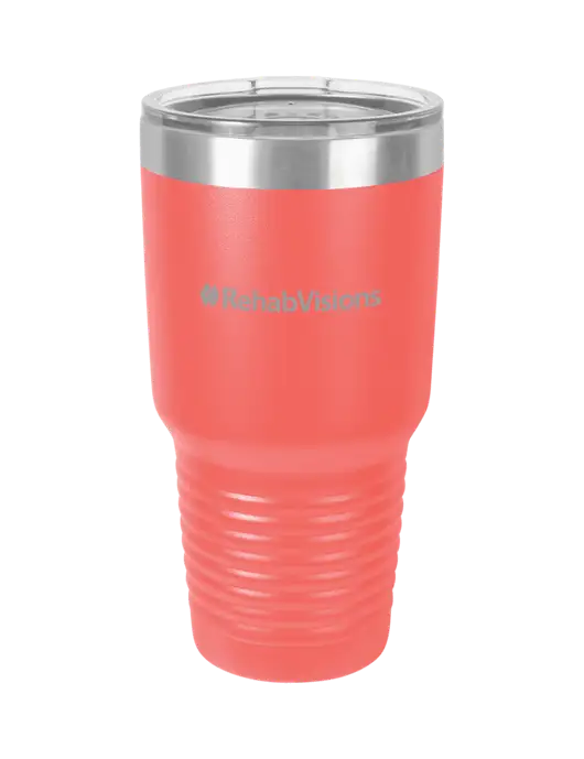 Polar Camel 30 oz Powder Coated Coral Vacuum Insulated Tumbler  w/RehabVisions Logo