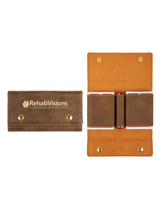 Rustic Leatherette Card & Dice Set w/RehabVisions Logo