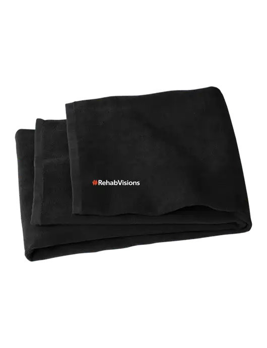 Black Beach Towel w/RehabVisions Logo