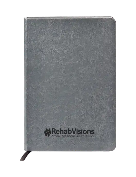 Fabrizio Grey Hard Cover 5.75 x 8.3 Journal w/RehabVisions Logo