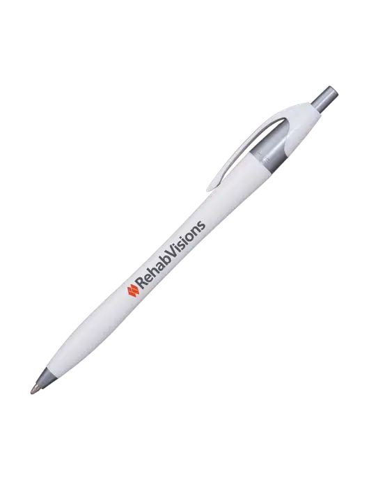 Novella White/Silver Shimmer Pen - Blue Ink w/RehabVisions Logo
