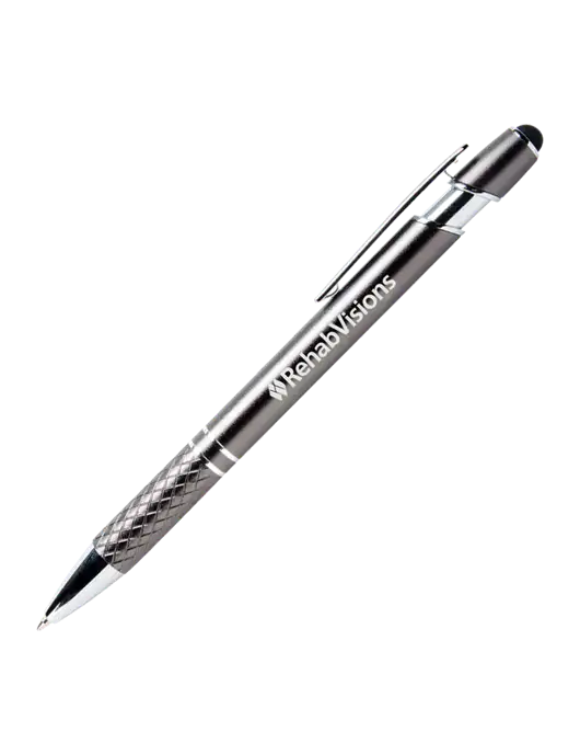 Valencia Gunmetal Stylus Pen - Black Ink w/RehabVisions Logo