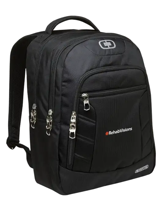 OGIO Black/Silver Colton Laptop Backpack
 w/RehabVisions Logo
