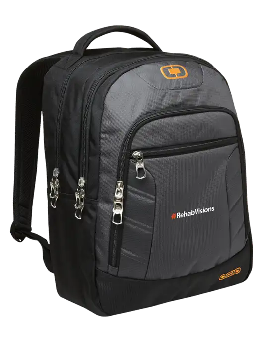 OGIO Dark Grey/Orange Colton Laptop Backpack
 w/RehabVisions Logo